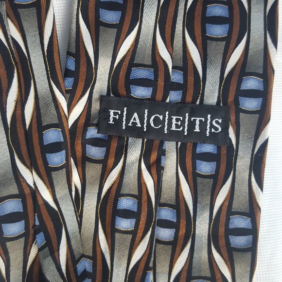 100% silk tie Facets designer Men's accessories - Picture 3 of 4